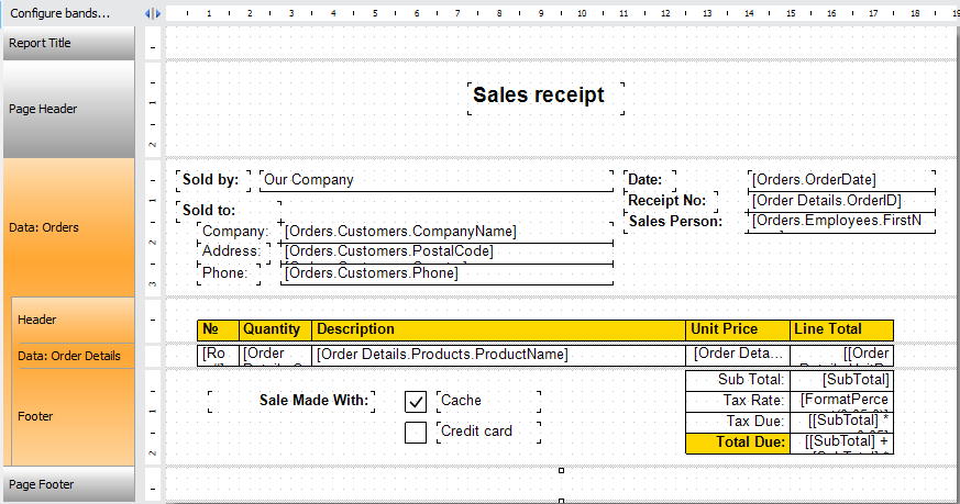 Sales receipt report template