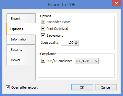 Новый опции фильтра экспорта в PDF